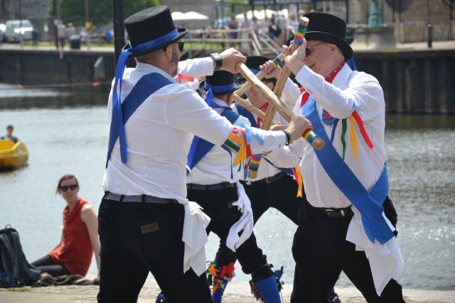 Stick dance on the quayside, Exeter